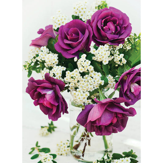 Beautiful Blanks Card - Purple Roses In Vase