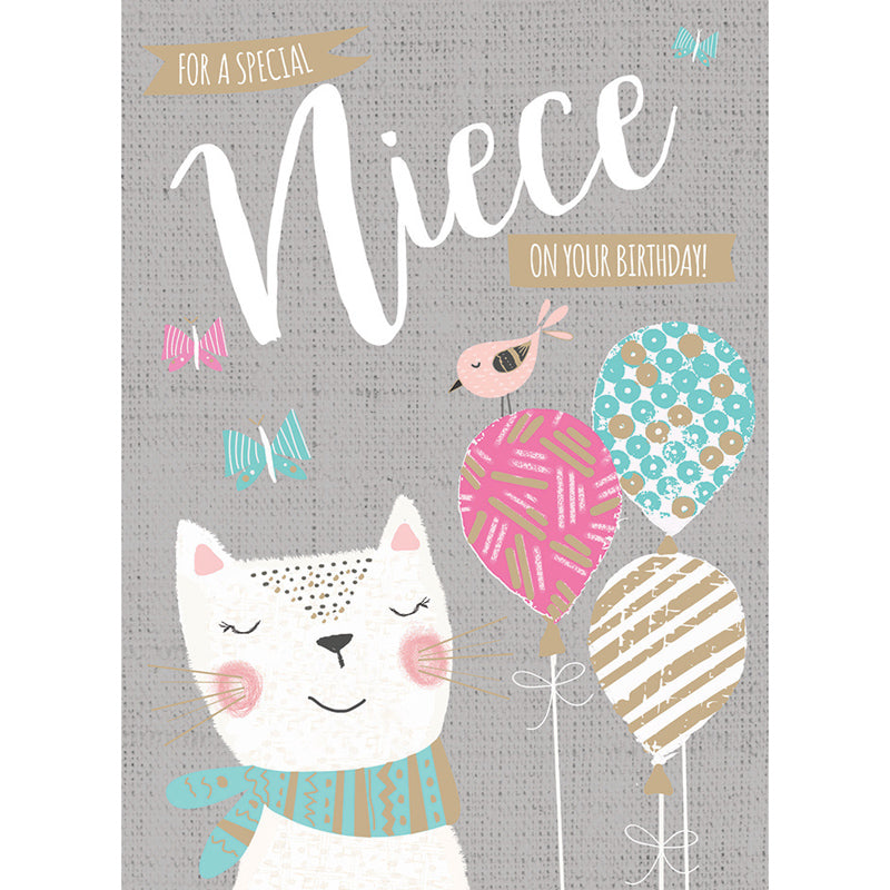 Family Circle Card - Kitten & Balloons (Niece)
