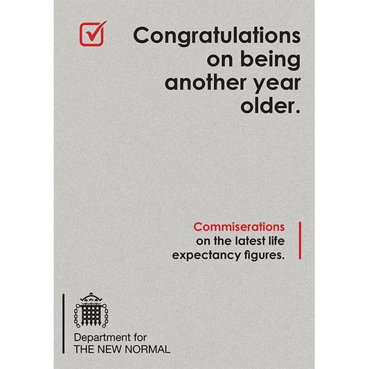 New Normal Card - Congratuations on being a year older (Splimple)
