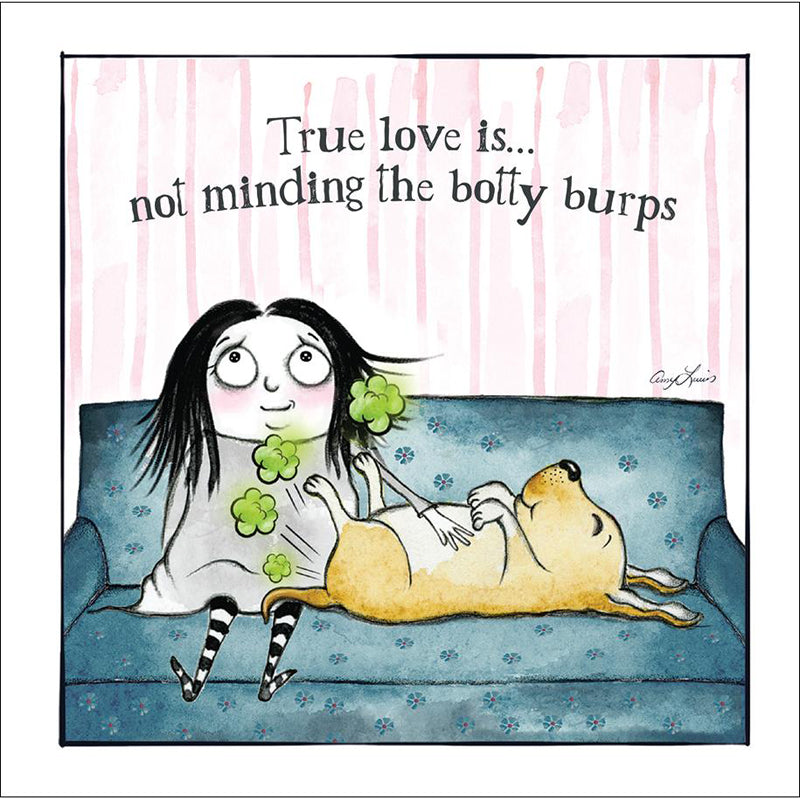 Red and Howling Card - True love is not minding the botty burps (Splimple)
