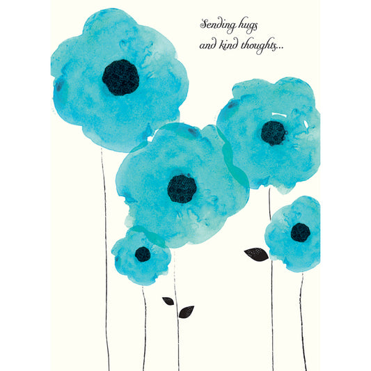 Sympathy Card - Blue Poppies