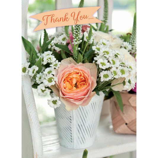 Thank You Card - White & Orange Flowers